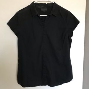Large Black Button Up Shirt for women short sleeve